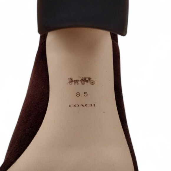 Coach Women's Size 8.5 Cece Maple Suede Pointed Toe Block Heel Tall Boots CN159 - Picture 15 of 16